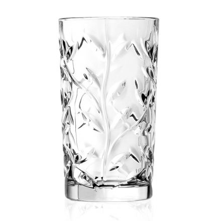 Vysoké sklenice v dekoraci Eco Crystal Leaf 12 ks - Magnolio Viadurini