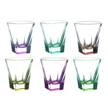 Sklenice na sklenice s nízkým pitím v ekologickém krystalu 12 ks - amalgám Viadurini