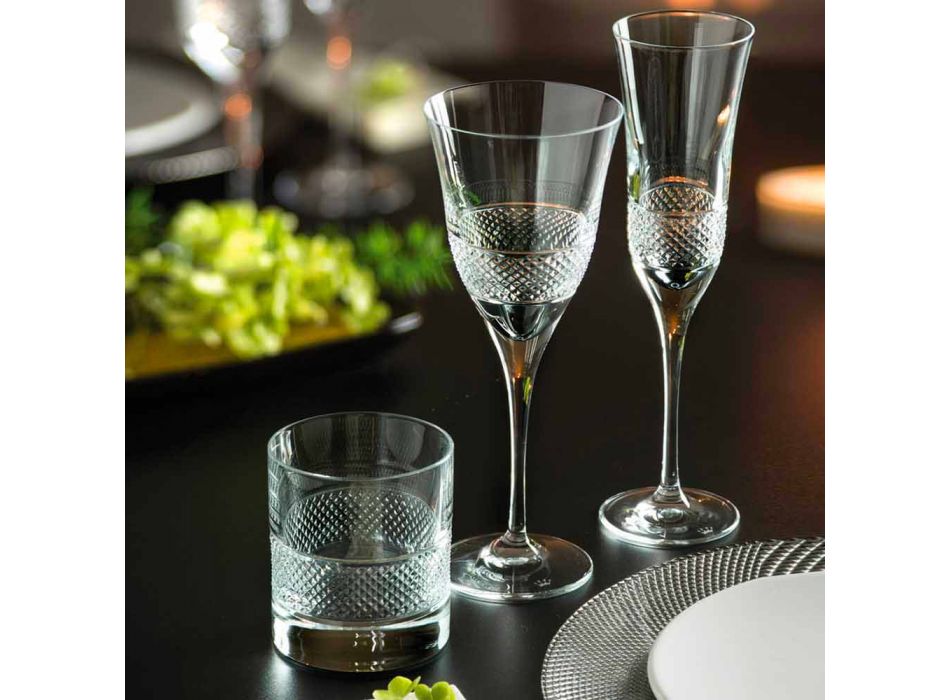 Brýle s nízkou sklenicí v ekologickém křišťálu s luxusní dekorací 12 kusů - Milito