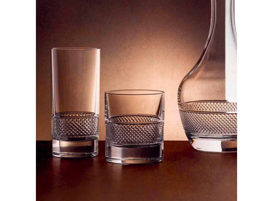 Brýle s nízkou sklenicí v ekologickém křišťálu s luxusní dekorací 12 kusů - Milito Viadurini
