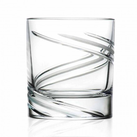 Ručně zdobené ekologické křišťálové brýle s nízkou sklenicí 12 kusů - cyklon Viadurini