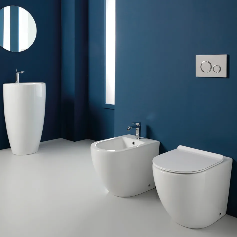 Jednootvorový cyklonový keramický bidet Aralia s moderním designem Viadurini