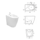Jednootvorový bidet montovaný na podlahu s technologií Rimless v bílé keramice - Oleandro  Viadurini
