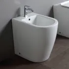 Jednootvorový bidet montovaný na podlahu s technologií Rimless v bílé keramice - Oleandro  Viadurini