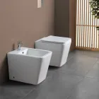 Jednootvorový bidet montovaný na podlahu z bílé keramiky s elegantním moderním designem - Giunco Viadurini