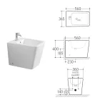 Jednootvorový bidet montovaný na podlahu z bílé keramiky s elegantním moderním designem - Giunco Viadurini