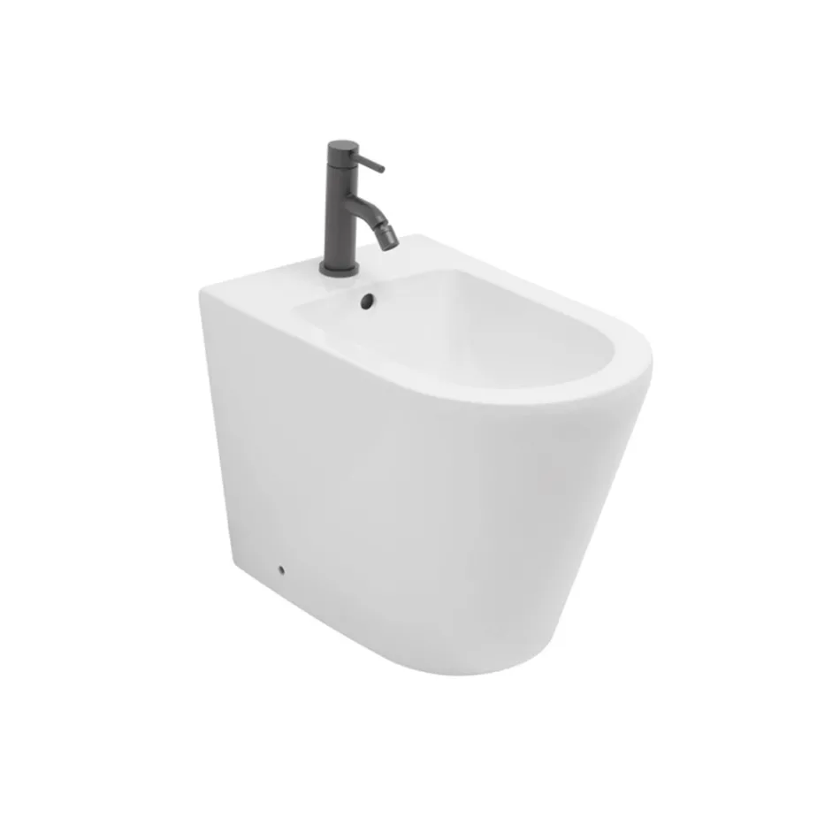 Jednootvorový bidet Salice k montáži na podlahu z bílé keramiky s elegantním moderním designem Viadurini