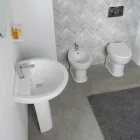 Jednootvorový bidet montovaný na podlahu z bílé keramiky s elegantním moderním designem - Silica Viadurini