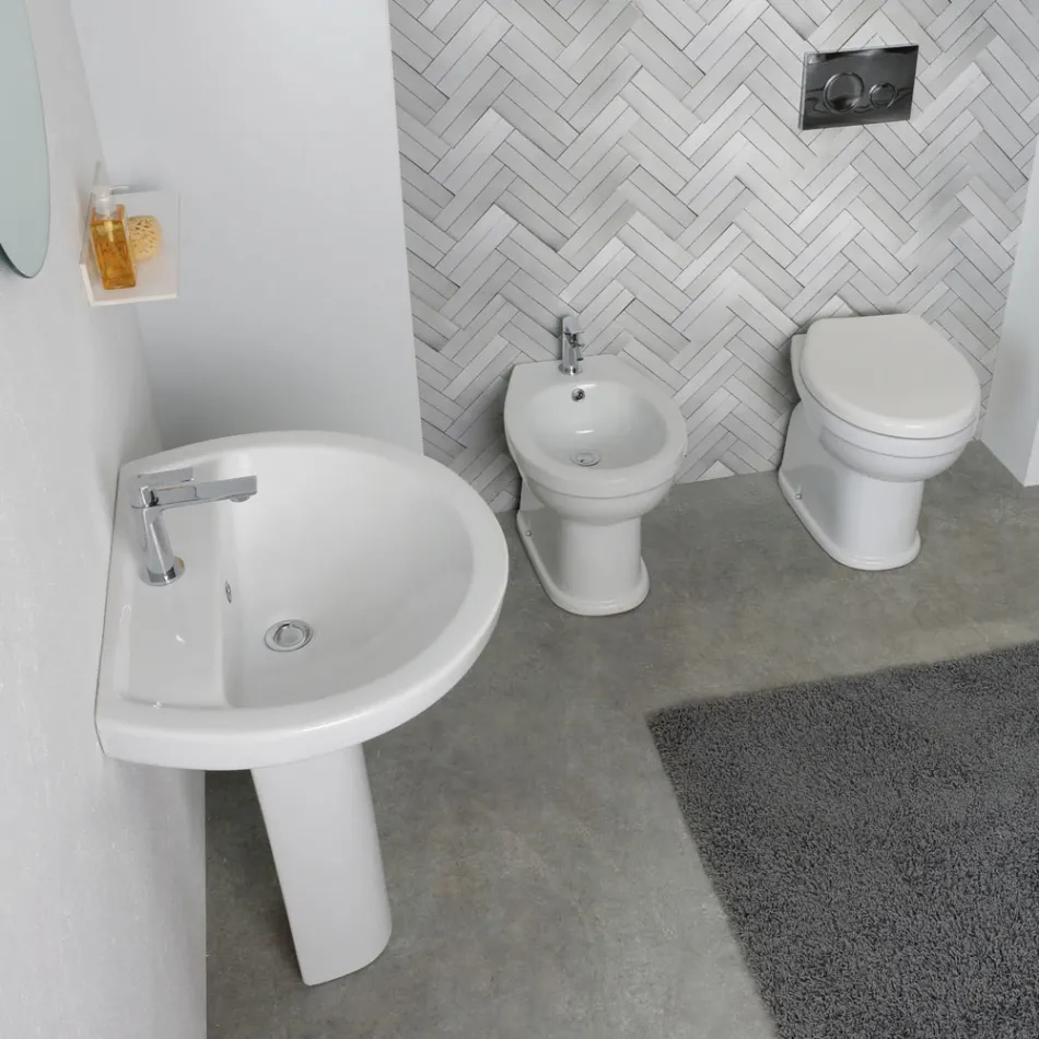 Jednootvorový bidet montovaný na podlahu z bílé keramiky s elegantním moderním designem - Silica Viadurini