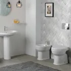 Jednootvorový bidet montovaný na podlahu z bílé keramiky s elegantním moderním designem - Silica Viadurini