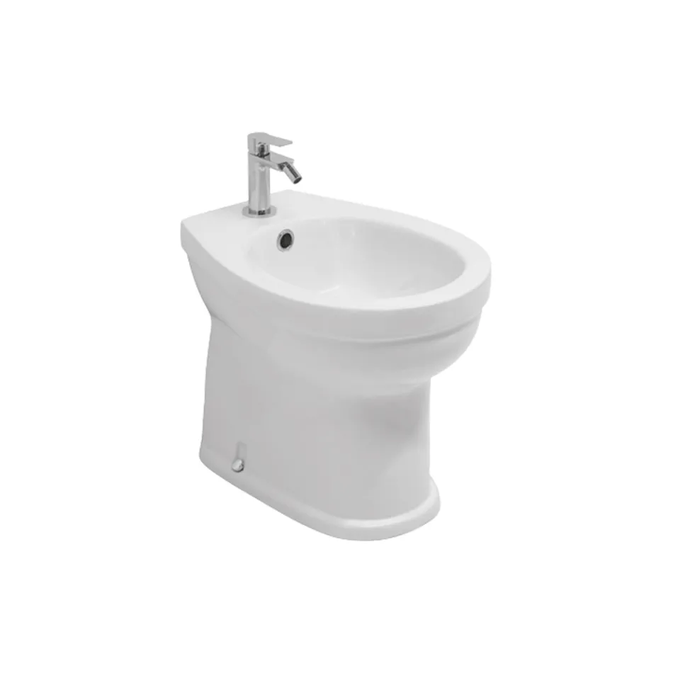 Jednootvorový bidet montovaný na podlahu z bílé keramiky s elegantním moderním designem - Silica Viadurini