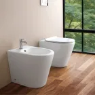 Jednootvorový bidet montovaný na podlahu z bílé keramiky s moderním designem - Ginepro Viadurini