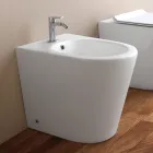 Jednootvorový bidet montovaný na podlahu z bílé keramiky s moderním designem - Ginepro Viadurini