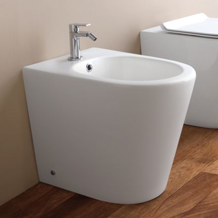 Jednootvorový bidet montovaný na podlahu z bílé keramiky s moderním designem - Ginepro Viadurini