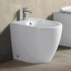 Jednootvorový bidet Aster k montáži na podlahu z odolné bílé keramiky s moderním designem Viadurini