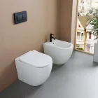 Jednootvorový bidet montovaný na podlahu z odolné bílé keramiky s moderním designem - Olmo Viadurini