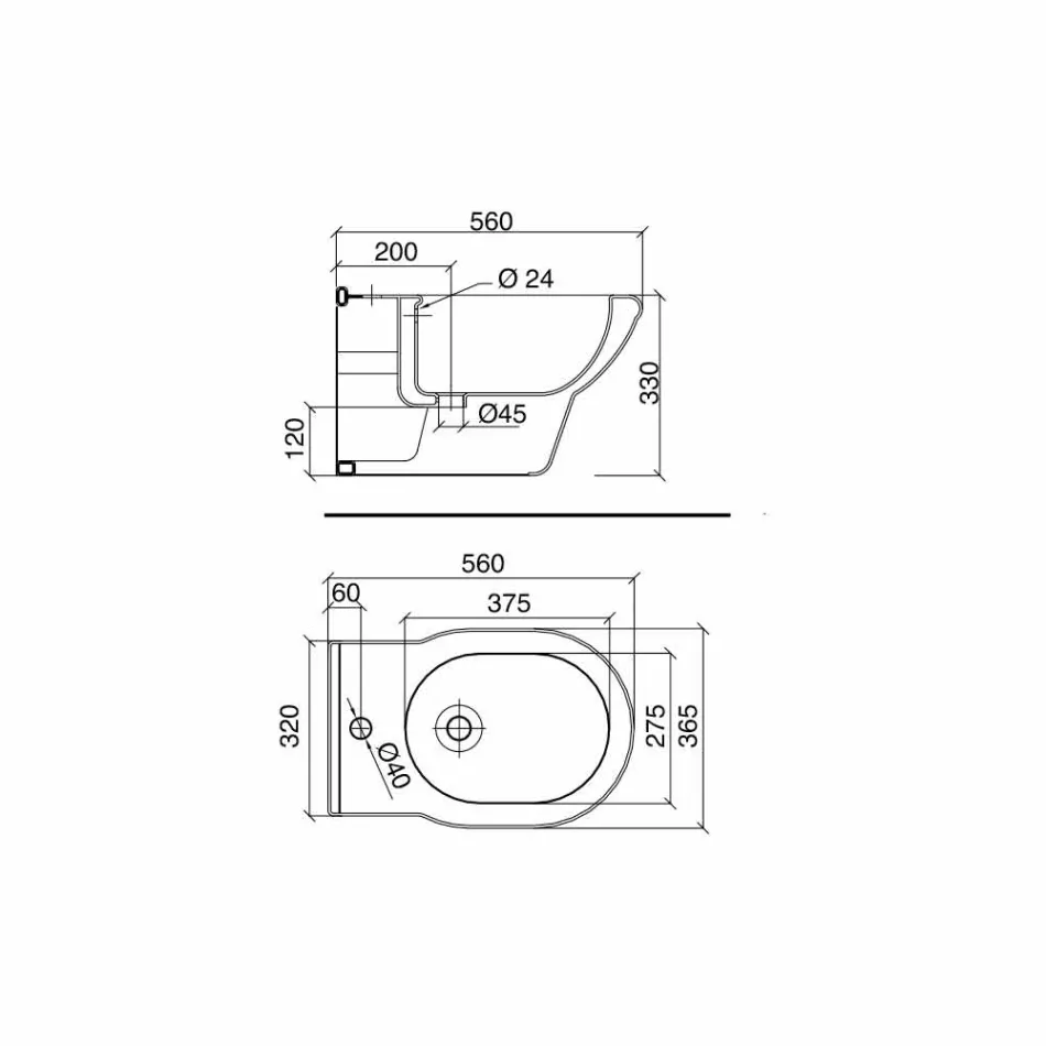 Klasický jednorázový bidet v bílé keramice Vyrobeno v Itálii - Marwa Viadurini