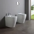 Jednootvorový bidet s posunutým odtokem z keramiky s moderním designem - Oleandro  Viadurini