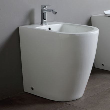 Jednootvorový bidet s posunutým odtokem z keramiky s moderním designem - Oleandro  Viadurini