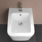 Jednootvorový závěsný bidet z bílé keramiky s elegantním moderním designem - Giunco Viadurini