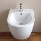 Jednootvorový závěsný bidet z bílé keramiky s moderním designem - Ginepro Viadurini