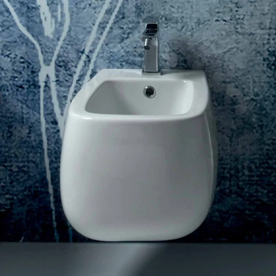 Designový závěsný bidet v bílé keramice Gaiola vyrobené v Itálii Viadurini