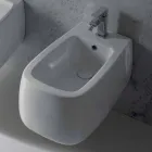 Designový závěsný bidet v bílé keramice Gaiola vyrobené v Itálii Viadurini