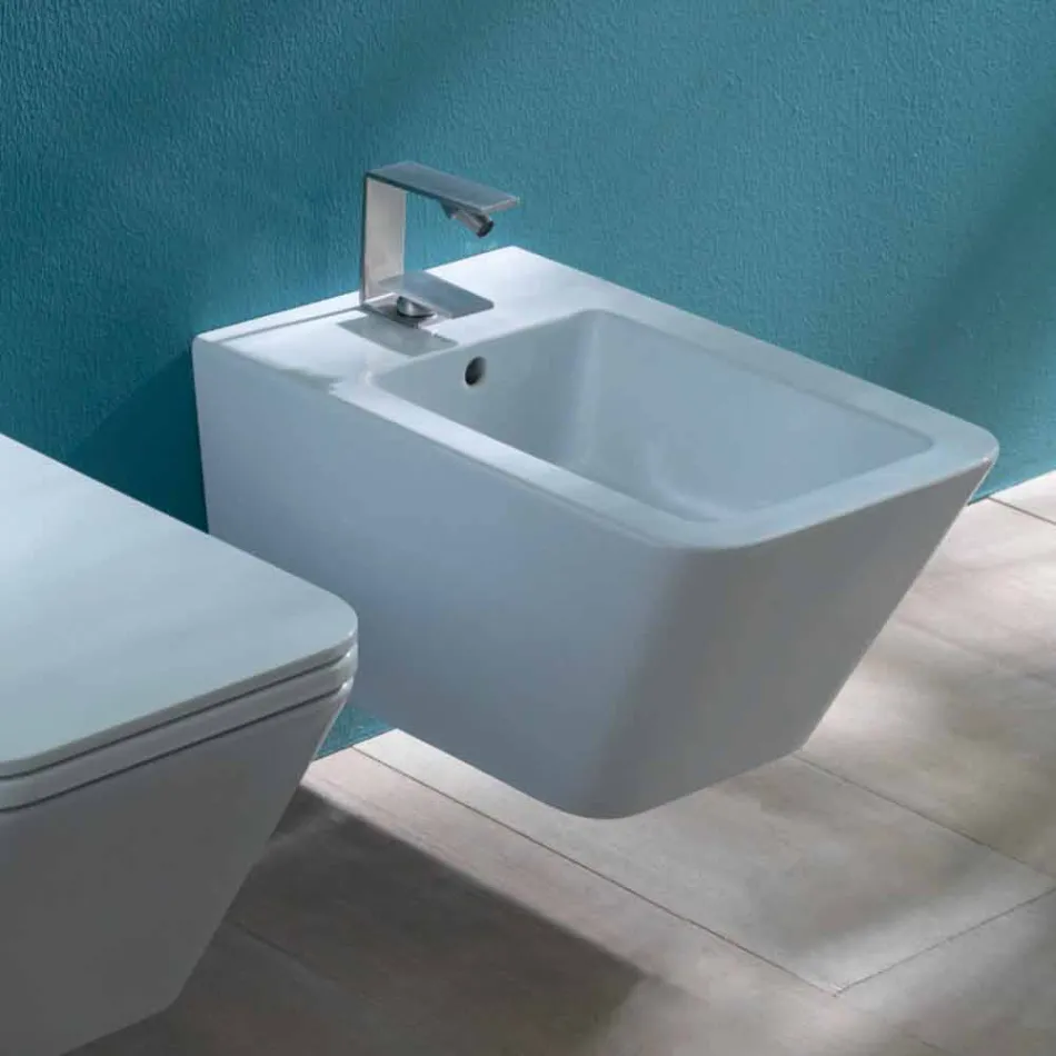 Hung bidet v keramické konstrukce Sun Square 55x35cm, vyrobeno v Itálii Viadurini