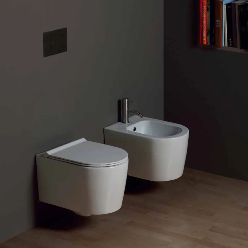 Hung bidet v moderní bot Square 50x35cm keramiky, made in Italy Viadurini