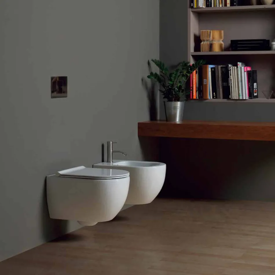 Bidet moderní zavěšení bílé keramické hvězda 50x35cm Made in Italy Viadurini