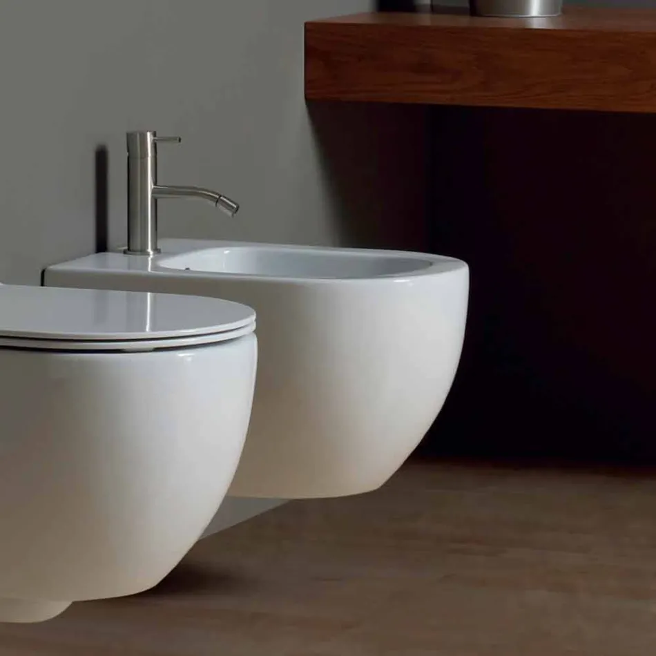 Bidet moderní zavěšení bílé keramické hvězda 50x35cm Made in Italy Viadurini