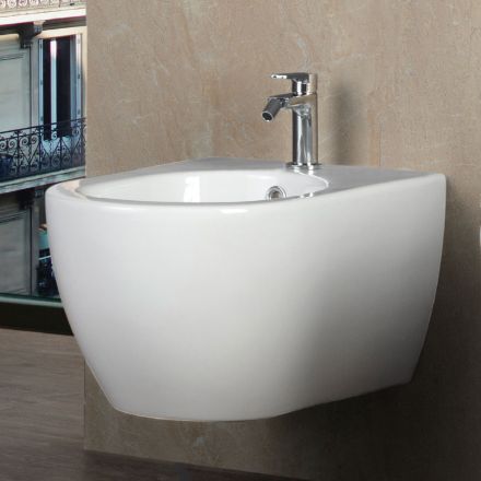 Aster - Závěsný bidet z odolné bílé keramiky s moderním designem Viadurini