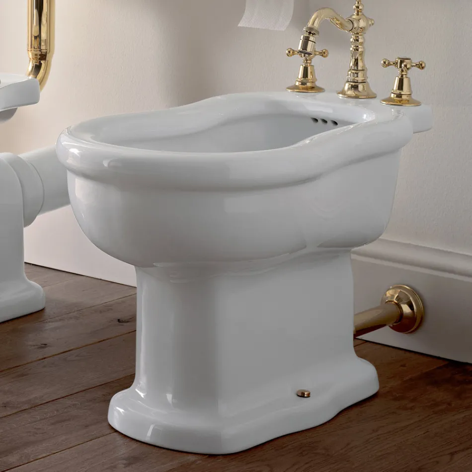 Klasický design White Bidet v bílé keramice Vyrobeno v Itálii - Paulina Viadurini