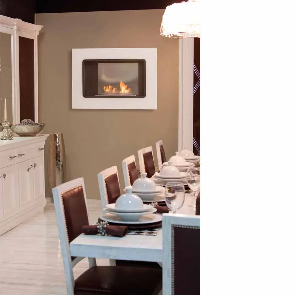 Biokrb na bílé zdi s moderním designem se skleněnou vložkou Erica Viadurini