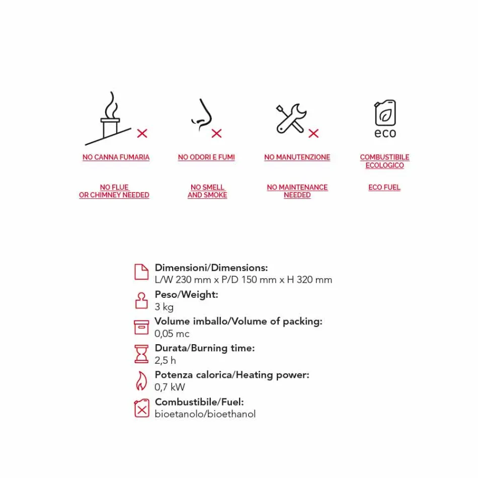 Biocamino deska keramická bioetanolu a Curtis ocel Viadurini