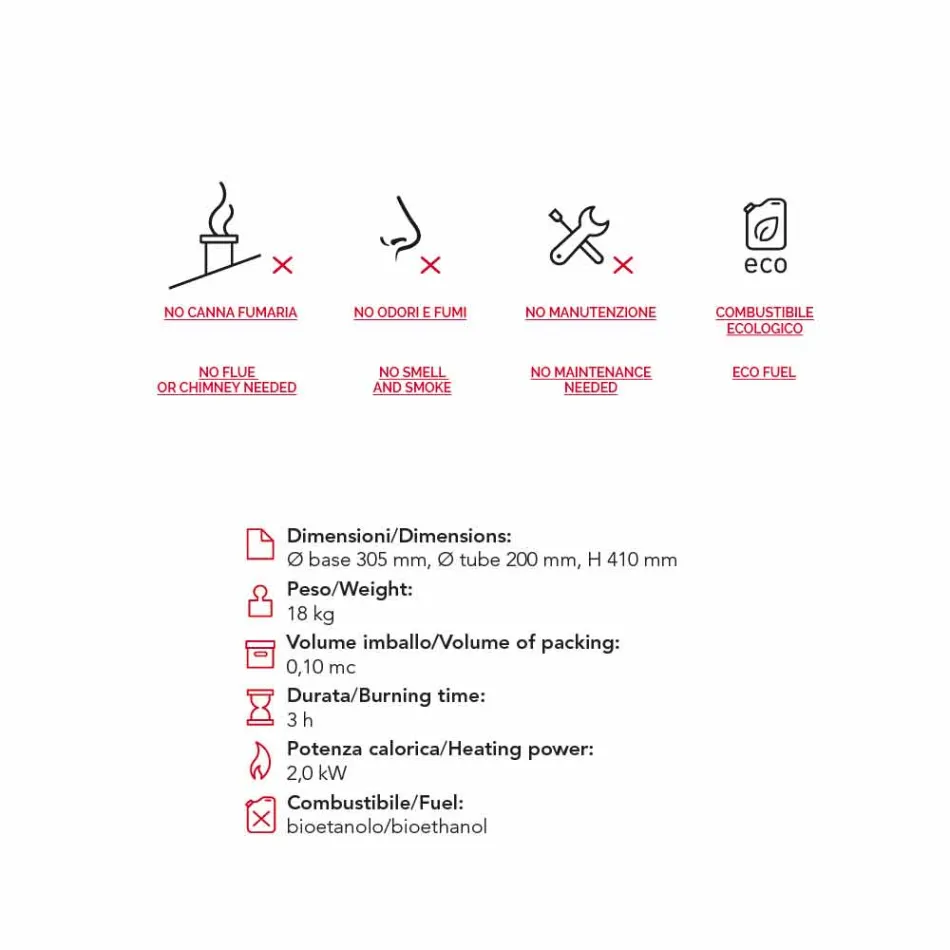 Biocamino kolo podpora mramor Gordon, made in Italy Viadurini
