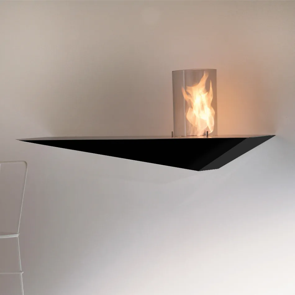 Nástěnný biokrb v moderní barvě z lakované oceli a skla - Malcolm Viadurini