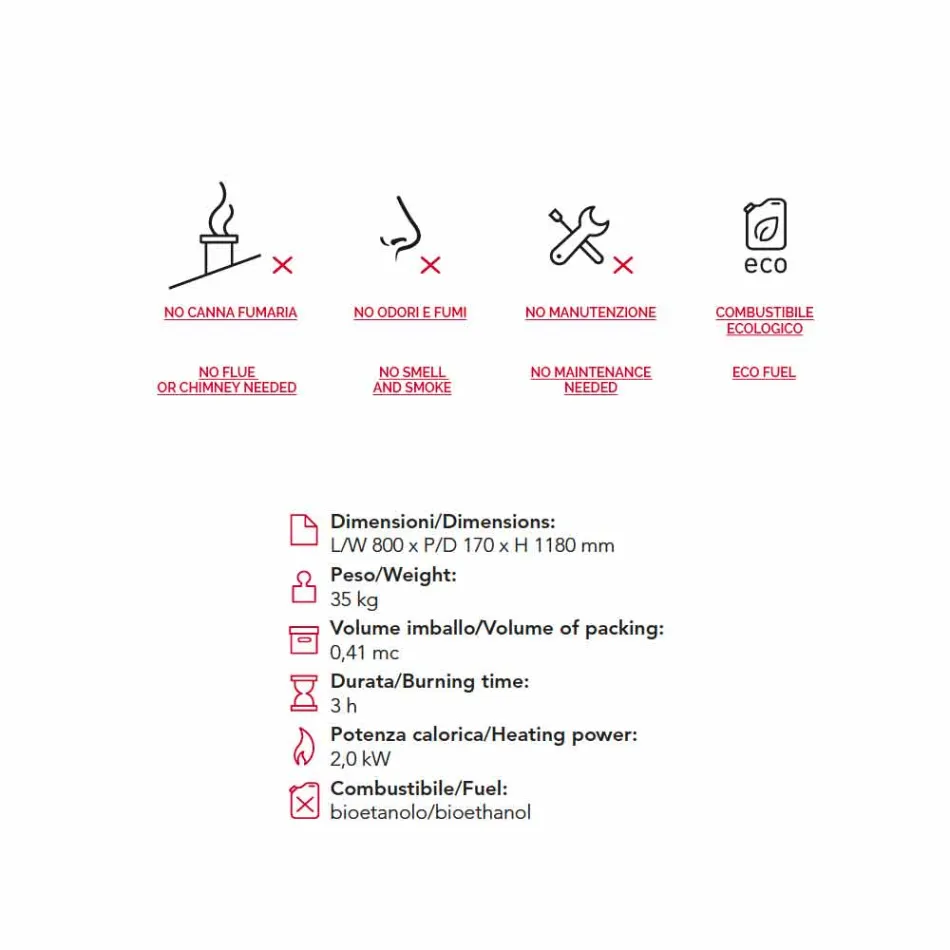 Biocamino z bioetanolu země, plamen ve tvaru moderní design Todd Viadurini