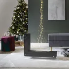 Podlahový biokrb s oboustrannou konstrukcí ze skla a černého kovu - Squillo Viadurini