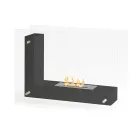 Podlahový biokrb s oboustrannou konstrukcí ze skla a černého kovu - Squillo Viadurini