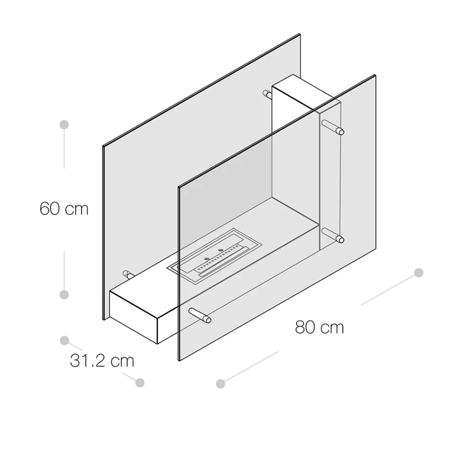 Podlahový biokrb s oboustrannou konstrukcí ze skla a kovu - Planeto Viadurini