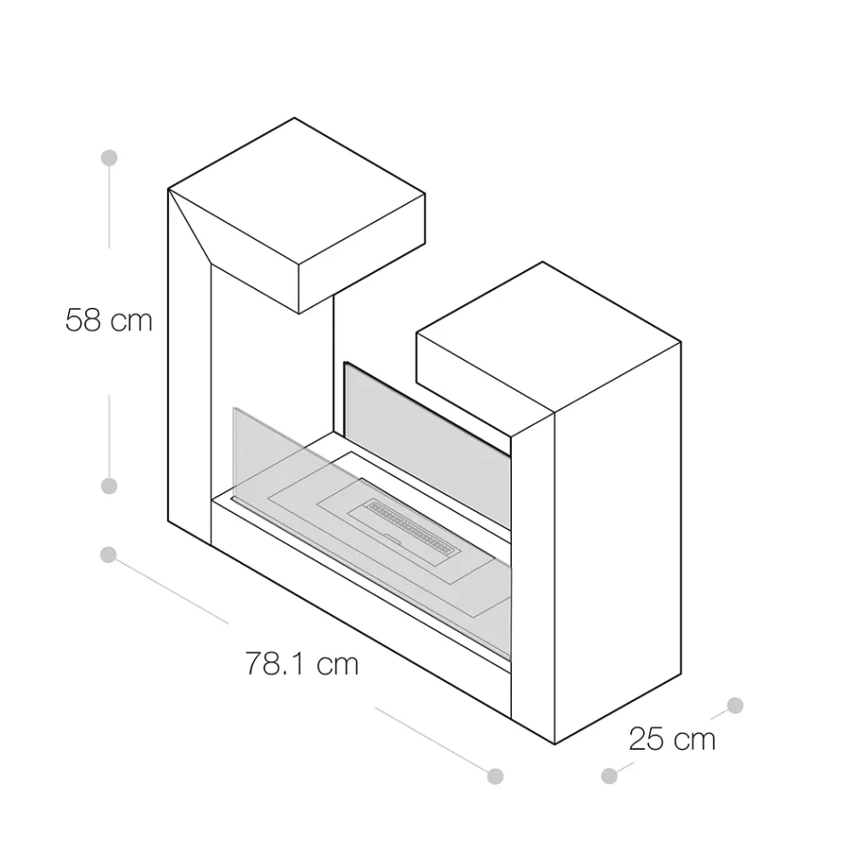 Podlahový bio krb z bílého lakovaného kovu a tvrzeného skla - Pelide Viadurini