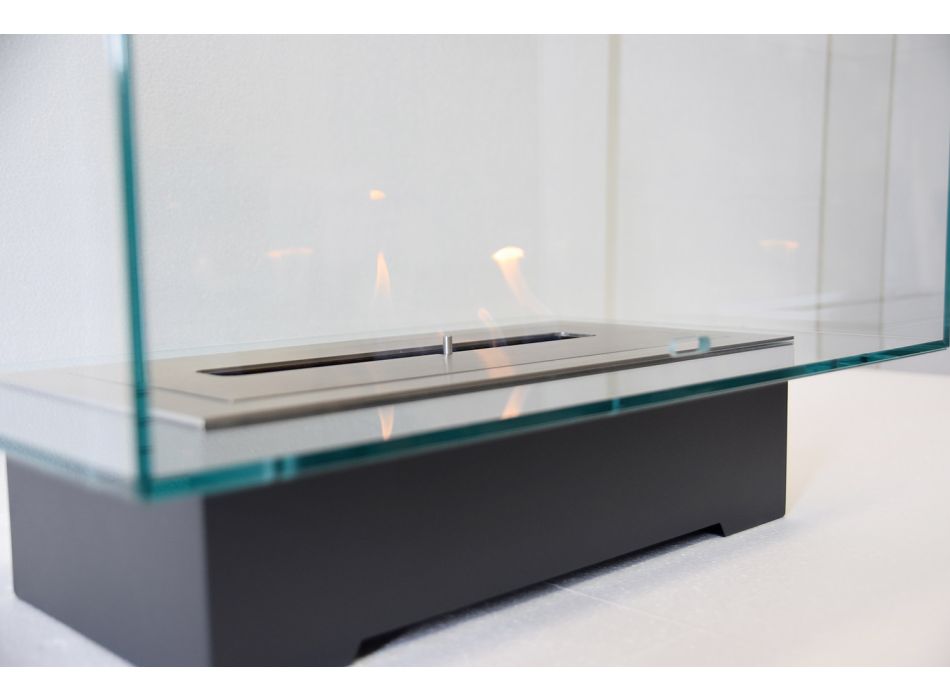 Moderní designový podlahový biokrb ze skla a oceli nebo Corten - Bradley Viadurini
