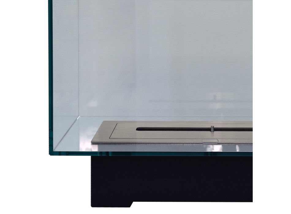 Moderní designový podlahový biokrb ze skla a oceli nebo Corten - Bradley Viadurini