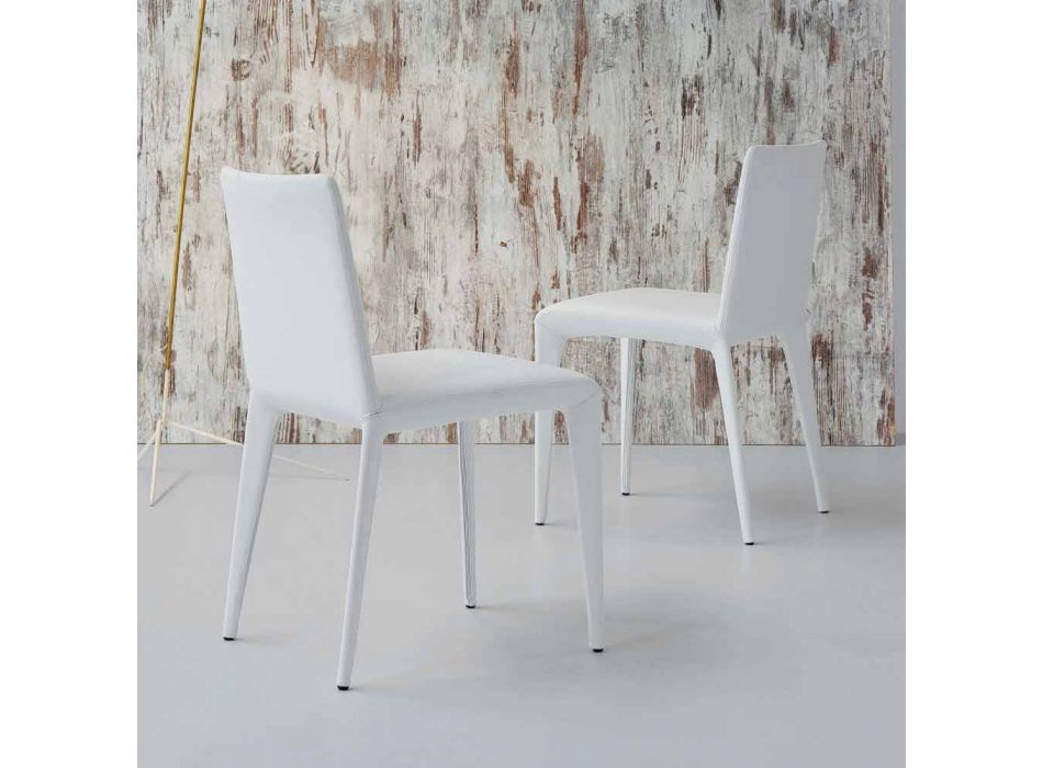 Bonaldo Filly čalouněné designové židle v bílé kůži vyrobené v Itálii Viadurini