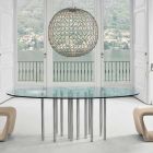 Bonaldo Mille kulatý stůl z křišťálové a chromované oceli vyrobené v Itálii Viadurini