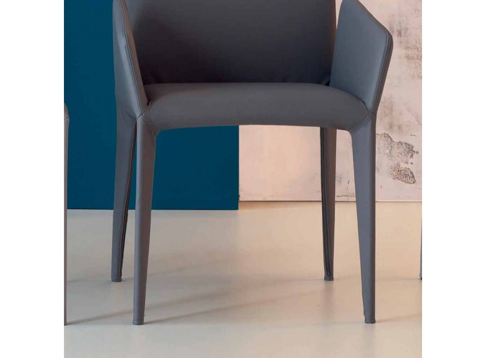 Bonaldo Miss Fly čalouněná kožená židle s područkami vyrobenými v Itálii Viadurini