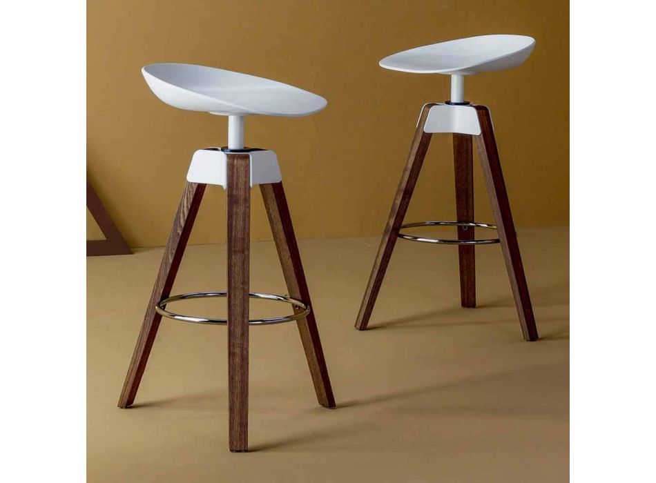 Bonaldo Pevná stolička z ocelového a dřeva vyrobená v Itálii