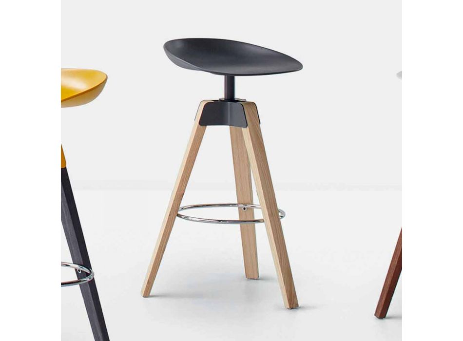 Bonaldo Pevná stolička z ocelového a dřeva vyrobená v Itálii Viadurini