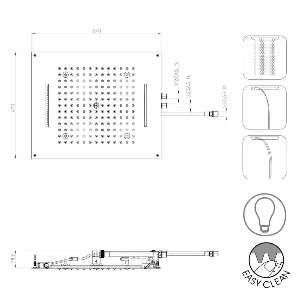 Bossini Dream sprchová hlavice se třemi tryskami s moderním barevným terapii Viadurini